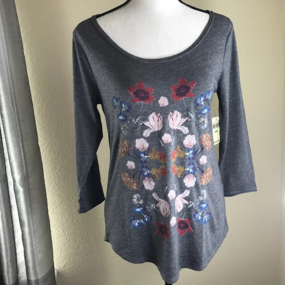 Lucky Brand 3/4 length floral tee small